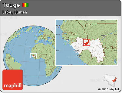 Savanna Style Location Map of Touge, highlighted country