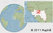 Savanna Style Location Map of Touge, highlighted country, hill shading
