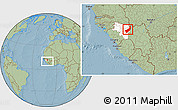 Savanna Style Location Map of Touge, highlighted parent region, within the entire country, hill shading