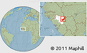 Savanna Style Location Map of Touge, highlighted parent region, hill shading