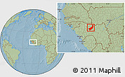 Savanna Style Location Map of Touge, hill shading