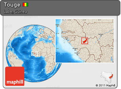 Shaded Relief Location Map of Touge