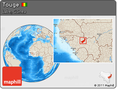 Shaded Relief Location Map of Touge