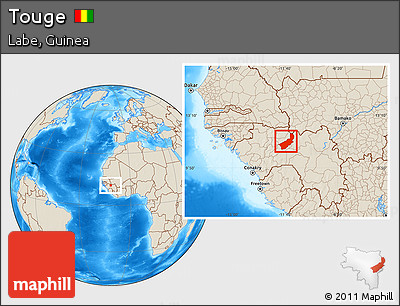 Shaded Relief Location Map of Touge