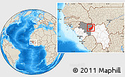 Shaded Relief Location Map of Touge, highlighted country, highlighted parent region