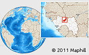 Shaded Relief Location Map of Touge, highlighted country