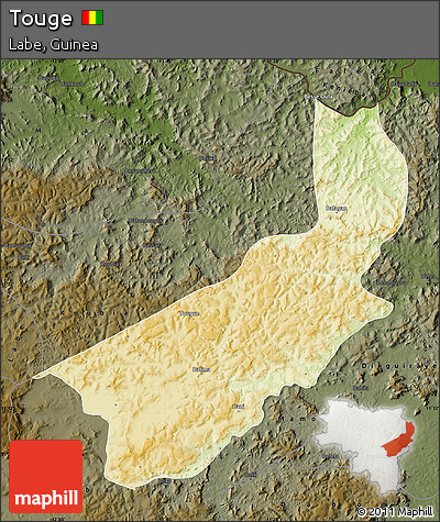 Physical Map of Touge, darken