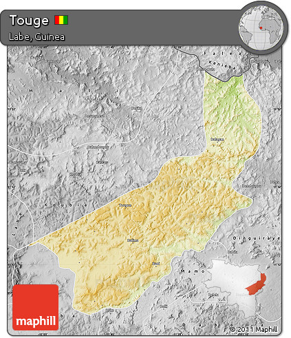 Physical Map of Touge, desaturated