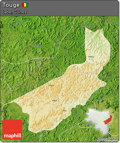 Physical Map of Touge, satellite outside