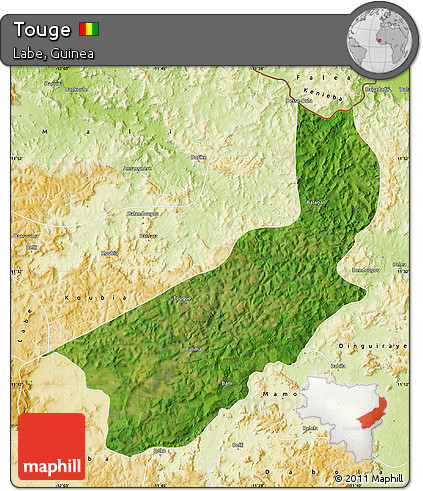 Satellite Map of Touge, physical outside