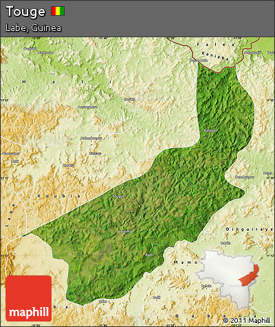 Satellite Map of Touge, physical outside