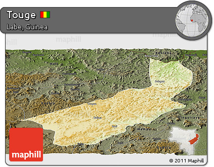 Physical Panoramic Map of Touge, darken