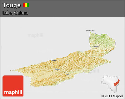 Physical Panoramic Map of Touge, single color outside