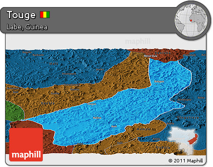 Political Panoramic Map of Touge, darken