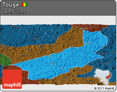 Political Panoramic Map of Touge, darken