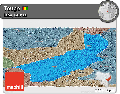 Political Panoramic Map of Touge, semi-desaturated