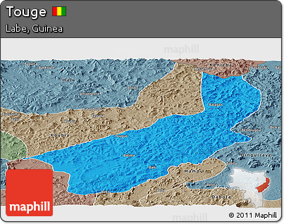 Political Panoramic Map of Touge, semi-desaturated
