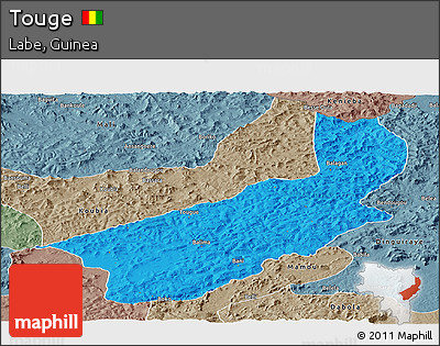 Political Panoramic Map of Touge, semi-desaturated