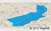 Political Panoramic Map of Touge, shaded relief outside