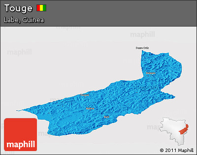 Political Panoramic Map of Touge, single color outside