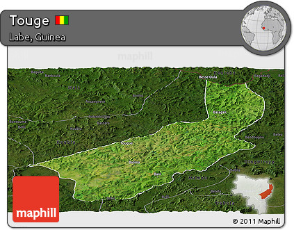 Satellite Panoramic Map of Touge, darken