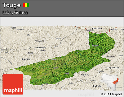 Satellite Panoramic Map of Touge, shaded relief outside