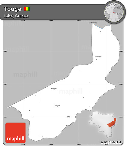Gray Simple Map of Touge, single color outside