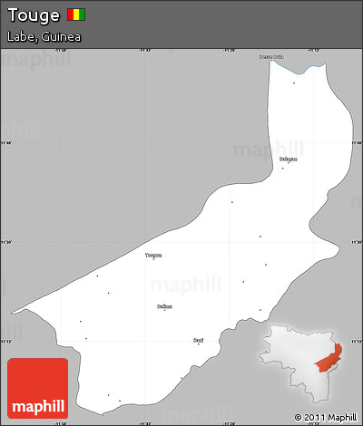 Gray Simple Map of Touge, single color outside