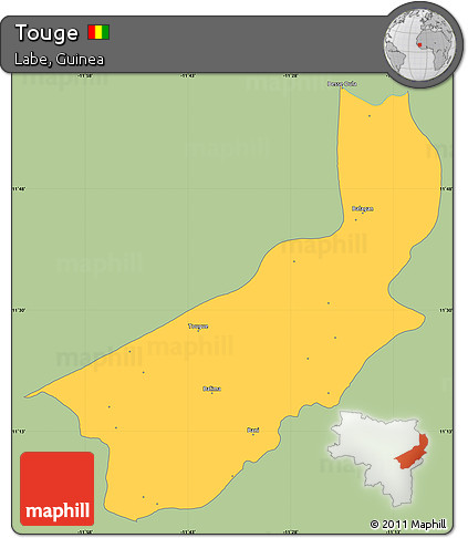 Savanna Style Simple Map of Touge, single color outside