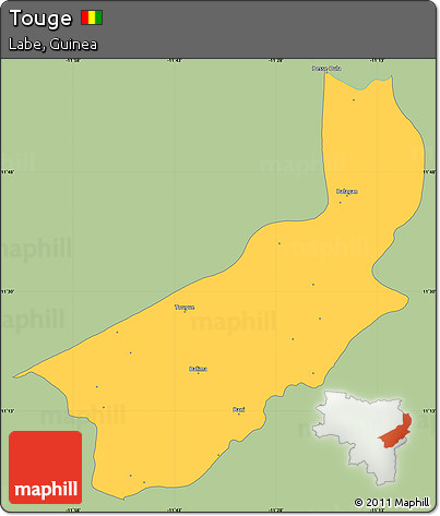 Savanna Style Simple Map of Touge, single color outside