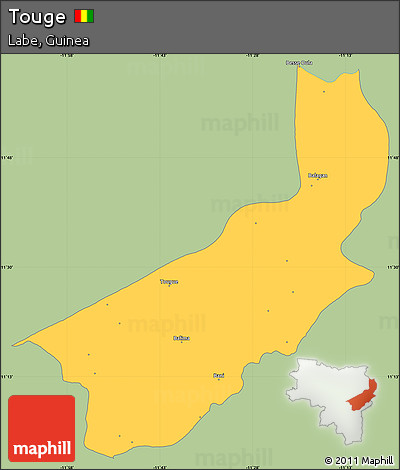 Savanna Style Simple Map of Touge, single color outside