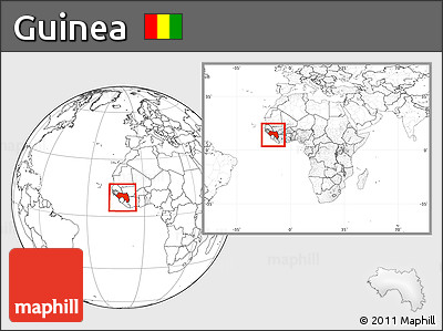 Blank Location Map of Guinea, within the entire continent
