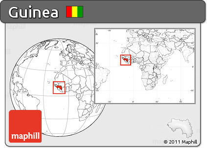 Blank Location Map of Guinea, within the entire continent