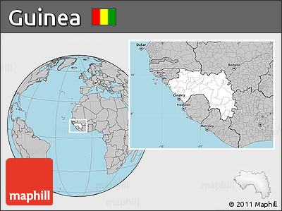 Blank Location Map of Guinea, gray outside