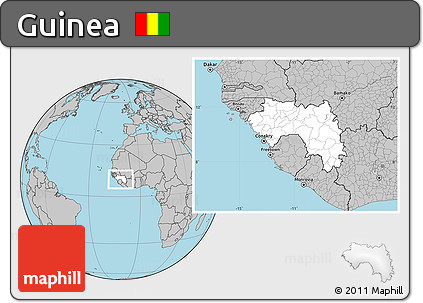Blank Location Map of Guinea, gray outside