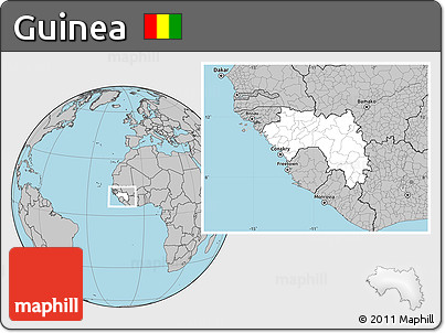 Blank Location Map of Guinea, gray outside