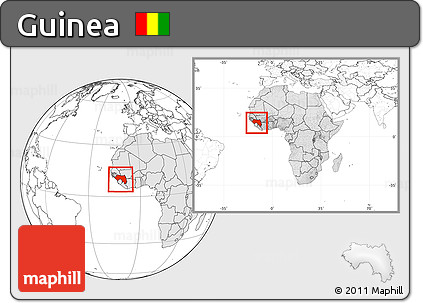Blank Location Map of Guinea, highlighted continent, within the entire continent