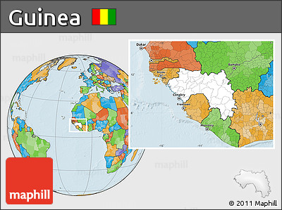 Blank Location Map of Guinea, political outside