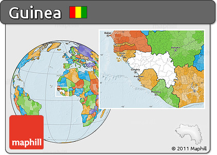 Blank Location Map of Guinea, political outside