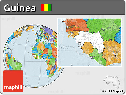 Blank Location Map of Guinea, political outside