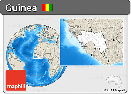 Blank Location Map of Guinea, shaded relief outside