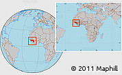 Gray Location Map of Guinea, within the entire continent