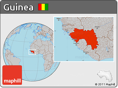 Gray Location Map of Guinea