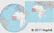 Gray Location Map of Guinea, highlighted continent, within the entire continent