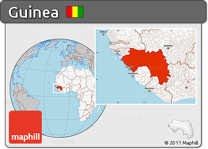 Gray Location Map of Guinea, highlighted continent