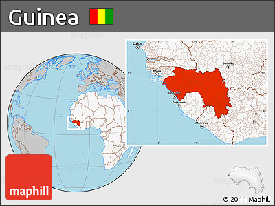Gray Location Map of Guinea, highlighted continent