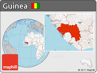 Gray Location Map of Guinea, highlighted continent