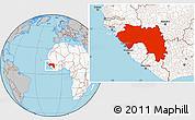 Gray Location Map of Guinea, highlighted continent