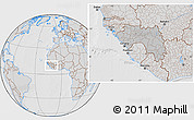Gray Location Map of Guinea, lighten, desaturated, hill shading