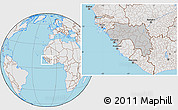 Gray Location Map of Guinea, lighten, desaturated, land only